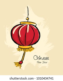 chinese lamp vector design, art with brush