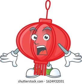 Chinese lampion cartoon character design on a surprised gesture