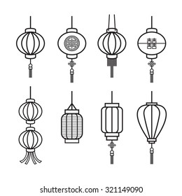 Chinese lamp,lantern vector set