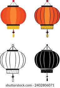 Chinese lamps isolate on white background.