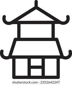 Chinese Landmark Pagoda Outline Icon