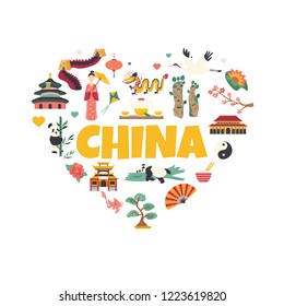 Chinese Landmarks Architecture Building Object Set, Famous Place, Travel and Tourist Attraction