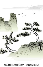 Chinese landscape ink painting 
