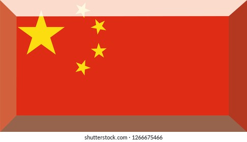 Chinese language button, China flag, vector, eps 10