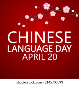 Chinese language day sakura, vector art illustration.