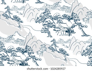 chinese lanscape japanese vector pattern