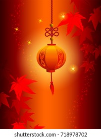 Chinese lantern autumn background. 