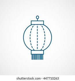 Chinese Lantern Blue Line Icon On White Background