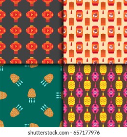 Chinese lantern collection vector seamless pattern paper holiday celebrate graphic celebration sign