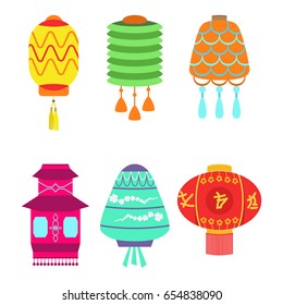 Chinese lantern collection vector set paper holiday celebrate graphic chinese celebration sign
