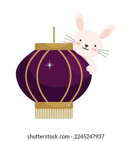 chinese lantern with cute rabbit