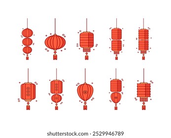Chinesische Laterne Dekoration Element Set