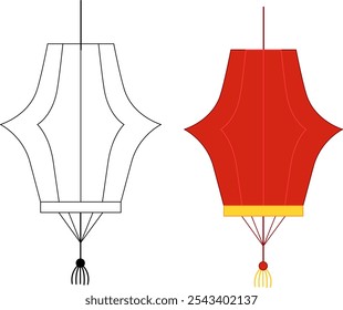 Chinese lantern design elements for Mid Autumn Festival and Chinese New Year. Vector cartoon illustration
