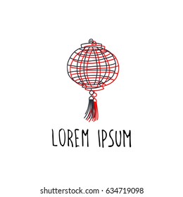 Chinese lantern doodle icon