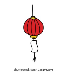chinese lantern doodle icon, vector illustration