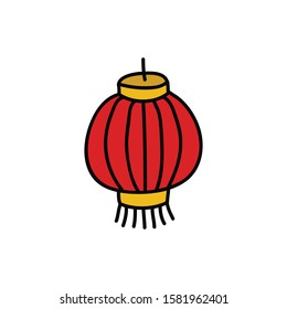 chinese lantern doodle icon, vector illustration