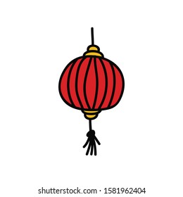 chinese lantern doodle icon, vector illustration