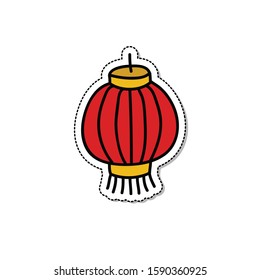 chinese lantern doodle icon, vector illustration