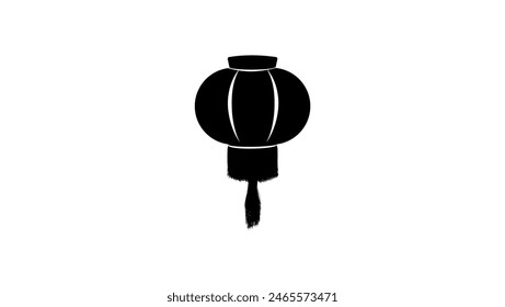 chinese lantern emblem, black isolated silhouettes