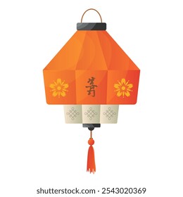 Chinese lantern in flat design. Red ornate paper lamp for holiday illumination. Vector illustration isolated.