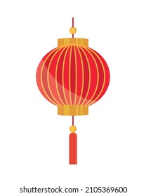 chinese lantern flat icon isolated