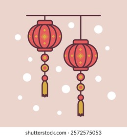 Chinese Lantern Flat Vector for Lunar New Year Celebration