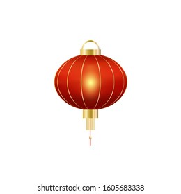 Chinese Lantern with glowing light isolated on white background vector for  festive ,banner ,template ,clip art