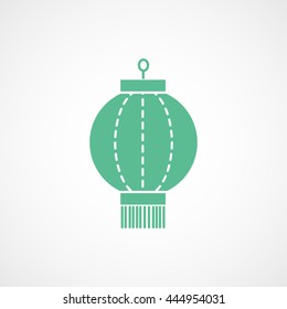 Chinese Lantern Green Flat Icon On White Background