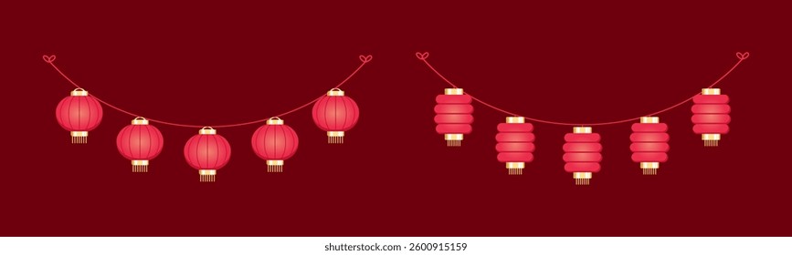 Chinese Lantern Hanging Garland Set, Chinese New Year, Lunar New Year and Mid-Autumn Festival Decoration Graphic