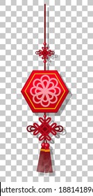 Chinese lantern hanging isolated on transparent background illustration