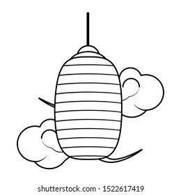 chinese lantern icon over white background, vector illustration