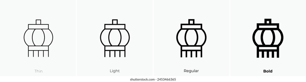chinese lantern icon. Thin, Light Regular And Bold style design isolated on white background
