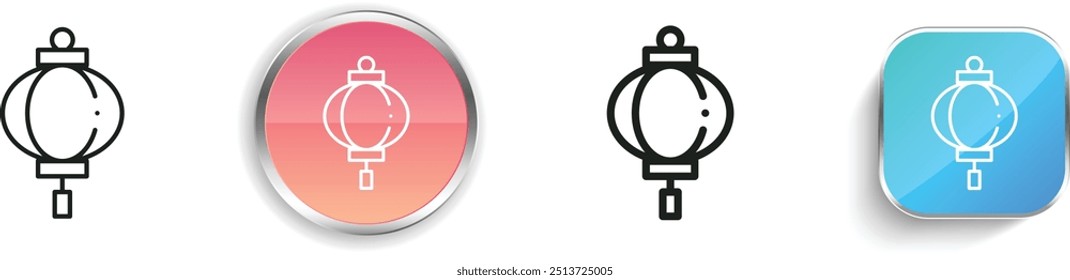 Icono de linterna china. Diseño de estilo lineal delgado, regular y de Botón aislado sobre fondo blanco