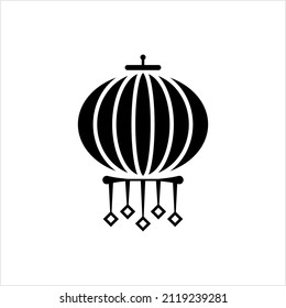 Chinese Lantern Icon, Traditional Paper Craft Drum, Sky Lantern, Paper Lantern Vector Art Illustration