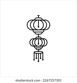 Chinese Lantern Icon, Traditional Paper Craft Drum, Sky Lantern, Paper Lantern Vector Art Illustration