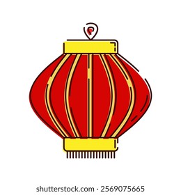 Chinese Lantern Illustration, A classic red lantern with gold accents, representing joy and illuminating the path to prosperity.