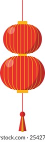 Chinese Lantern Illustration. Chinese New Year. Isolated on White Background.