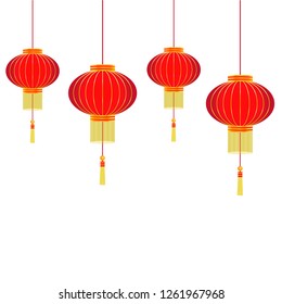 Chinese lantern , isolated on a white background