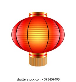 Chinese lantern isolated on white photo-realistic vector illustration