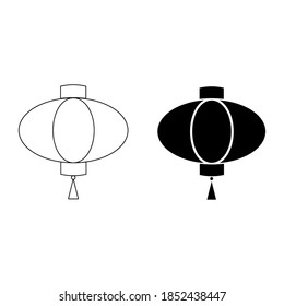 Chinese lantern. Japanese New Year and Asian Chinese New Year Red Light Festival. Traditional Realistic Elements Vector Set Of Asian Religious Symbols.