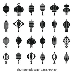 Chinese lantern light icons set. Simple set of chinese lantern light vector icons for web design on white background