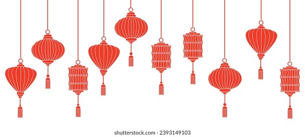 Chinese lantern line art vector illustration