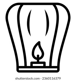 Chinese lantern line icon, chinese mid autumn festival concept, flying paper flashlight sign on white background, lantern with candle from china icon in outline style. Vector graphics