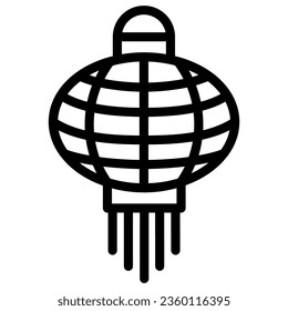 Chinese lantern line icon, chinese mid autumn festival concept, paper flashlight sign on white background, round lantern from china icon in outline style for web design. Vector graphics