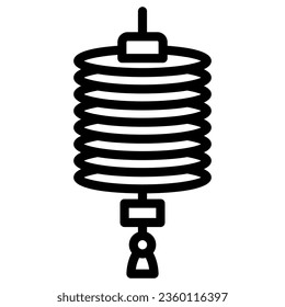 Chinese lantern line icon, chinese mid autumn festival concept, paper flashlight sign on white background, hanging lantern from china icon in outline style for web design. Vector graphics