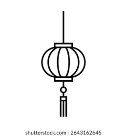 Chinese lantern outline vector icon. Asian new year lantern sign. Editable stroke.
