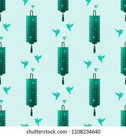 Chinese lantern paper holiday celebrate seamless pattern background celebration sign vector illustration