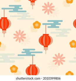 Chinesische Laterne nahtlose Muster Hintergrund für Dekoration, Tapete, Packpapier, Drucke, Poster, Stoff, Textilien.