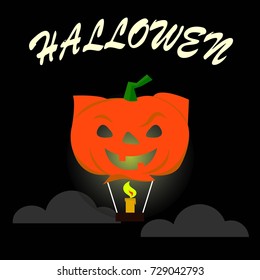 a Chinese lantern in the shape of a pumpkin. holiday halloween. vector illustration
