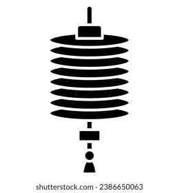 Chinese lantern solid icon, chinese mid autumn festival concept, paper flashlight sign on white background, hanging lantern from china icon in glyph style for web design. Vector graphics